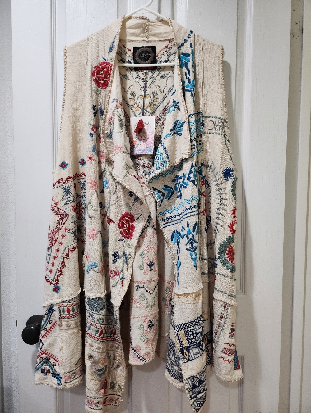 NWT Johnny Was Biya Imrie Patchwork Embroidered Vest Cream Boho Sz M - Picture 2 of 16